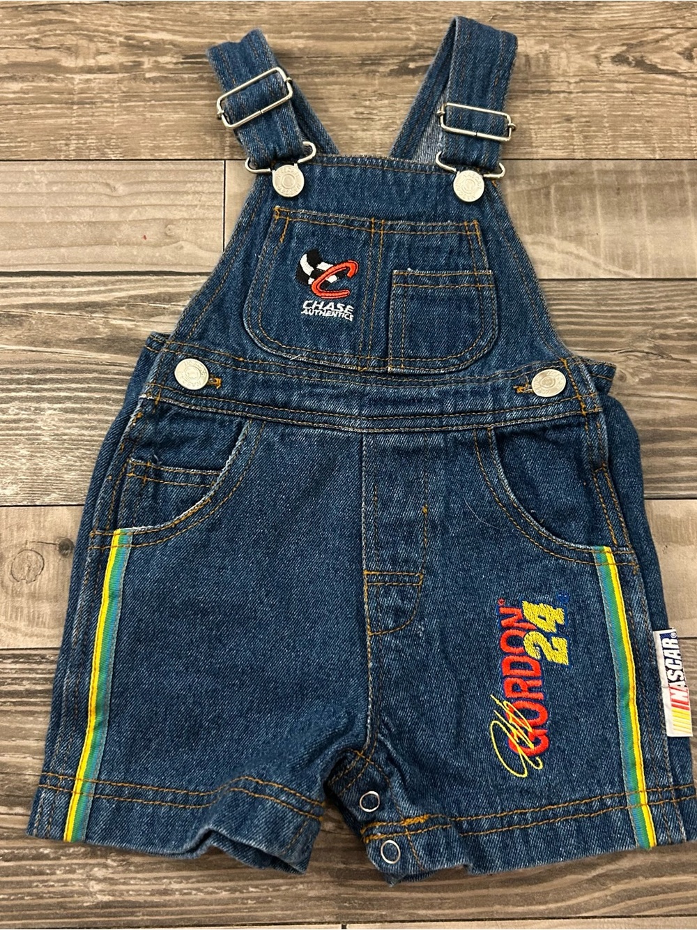 VTG NASCAR Jeff Gordon Baby Denim Overalls